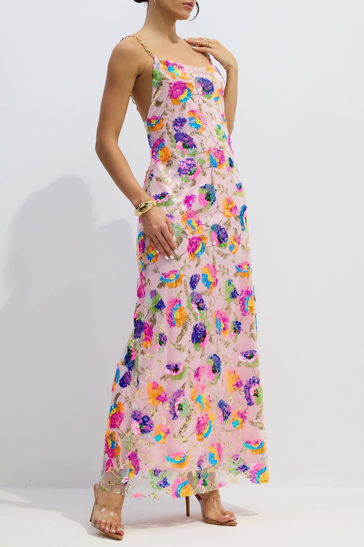 FANNY BACKLESS SEQUIN MAXI DRESS FOR PARTY