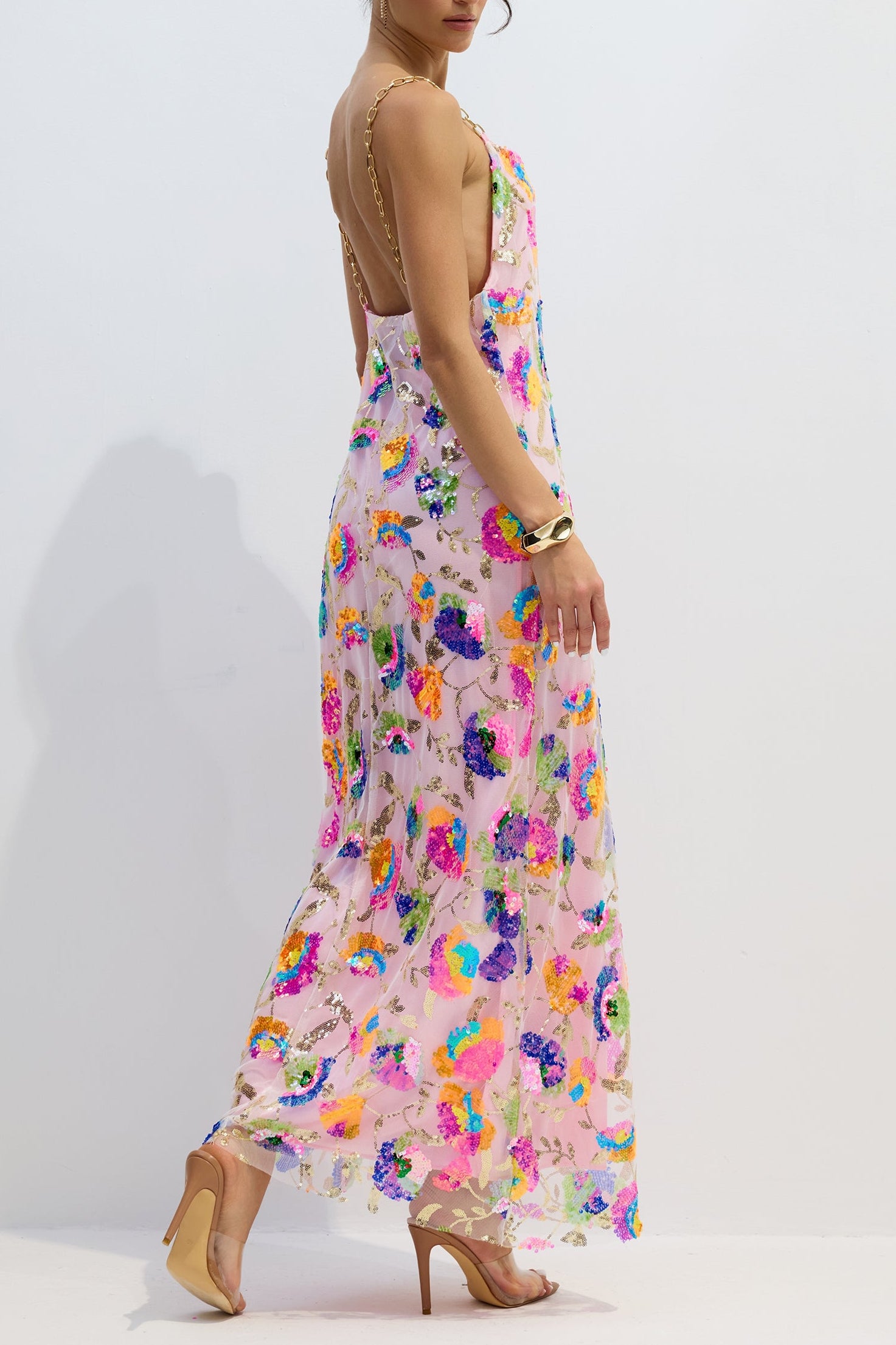 FANNY BACKLESS SEQUIN MAXI DRESS FOR PARTY