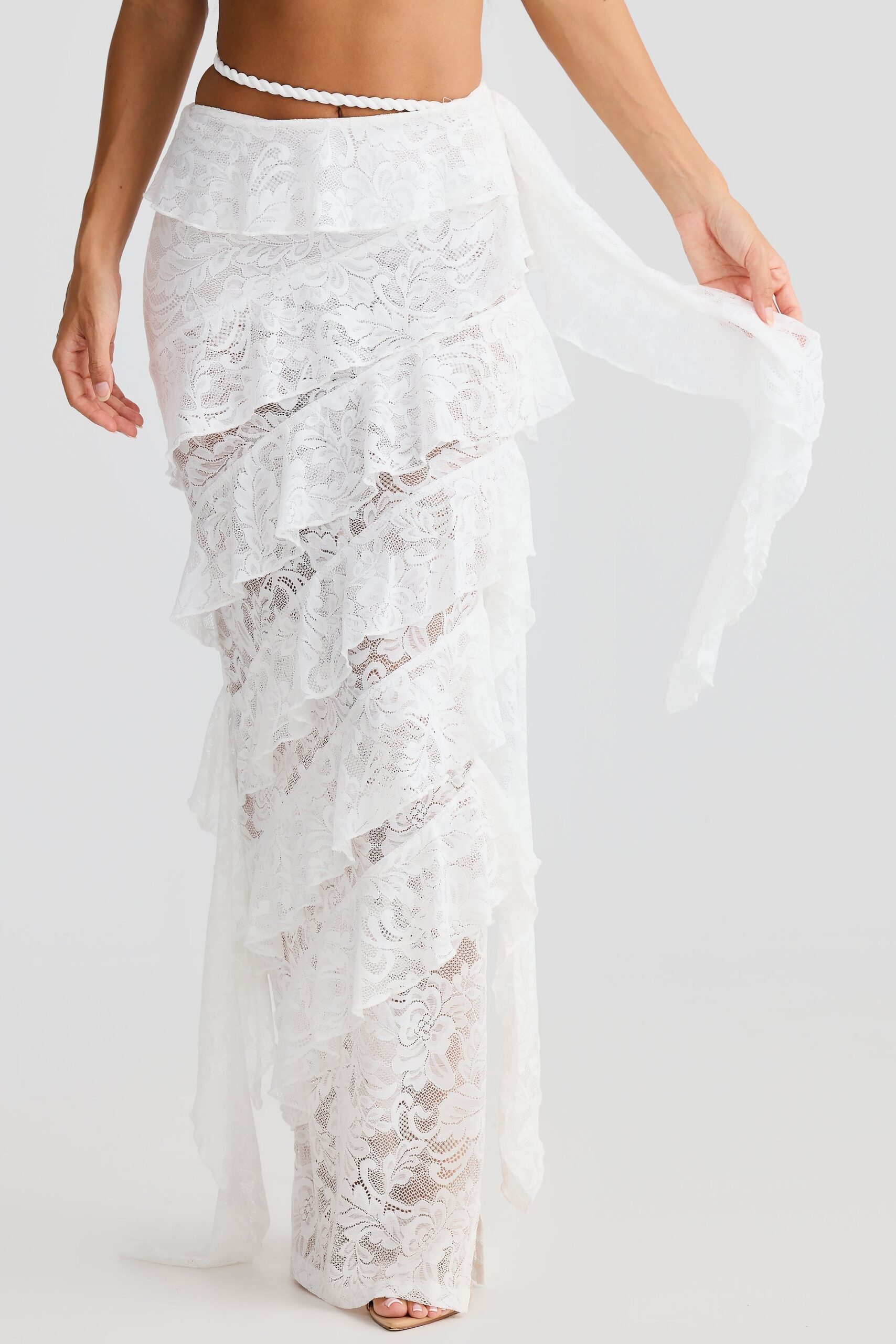 LACE CROP TOP & SKIRT SET WHITE