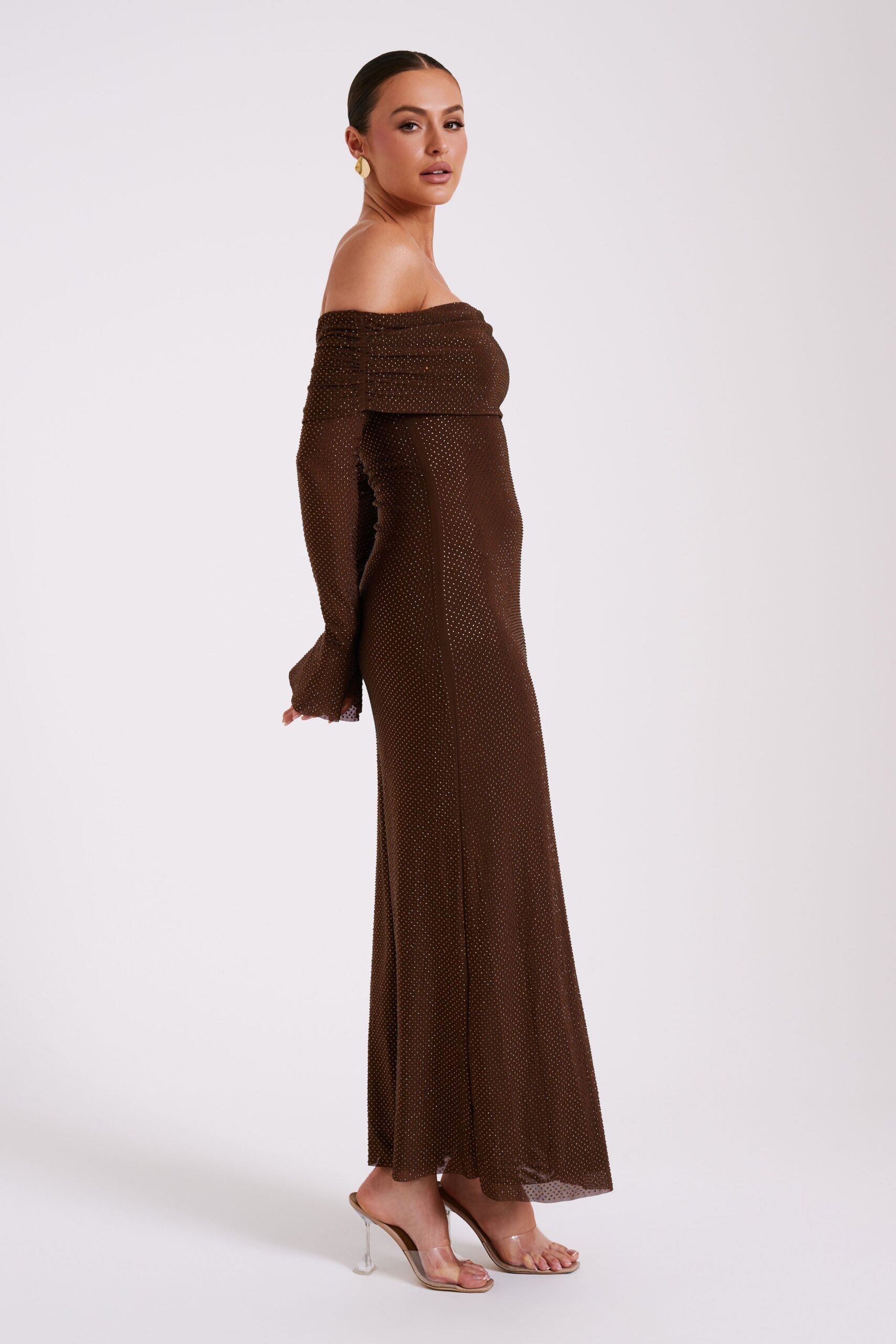 MESHKI_ECOM_LAMAISON_DROP0102_OCT23_DAY02_KATIE-S44_023_5ae7bff3-74c7-4164-bcd5-8030863b5c6c SHIMMERY OFF-SHOULDER SEQUIN MAXI DRESS FOR PARTIES