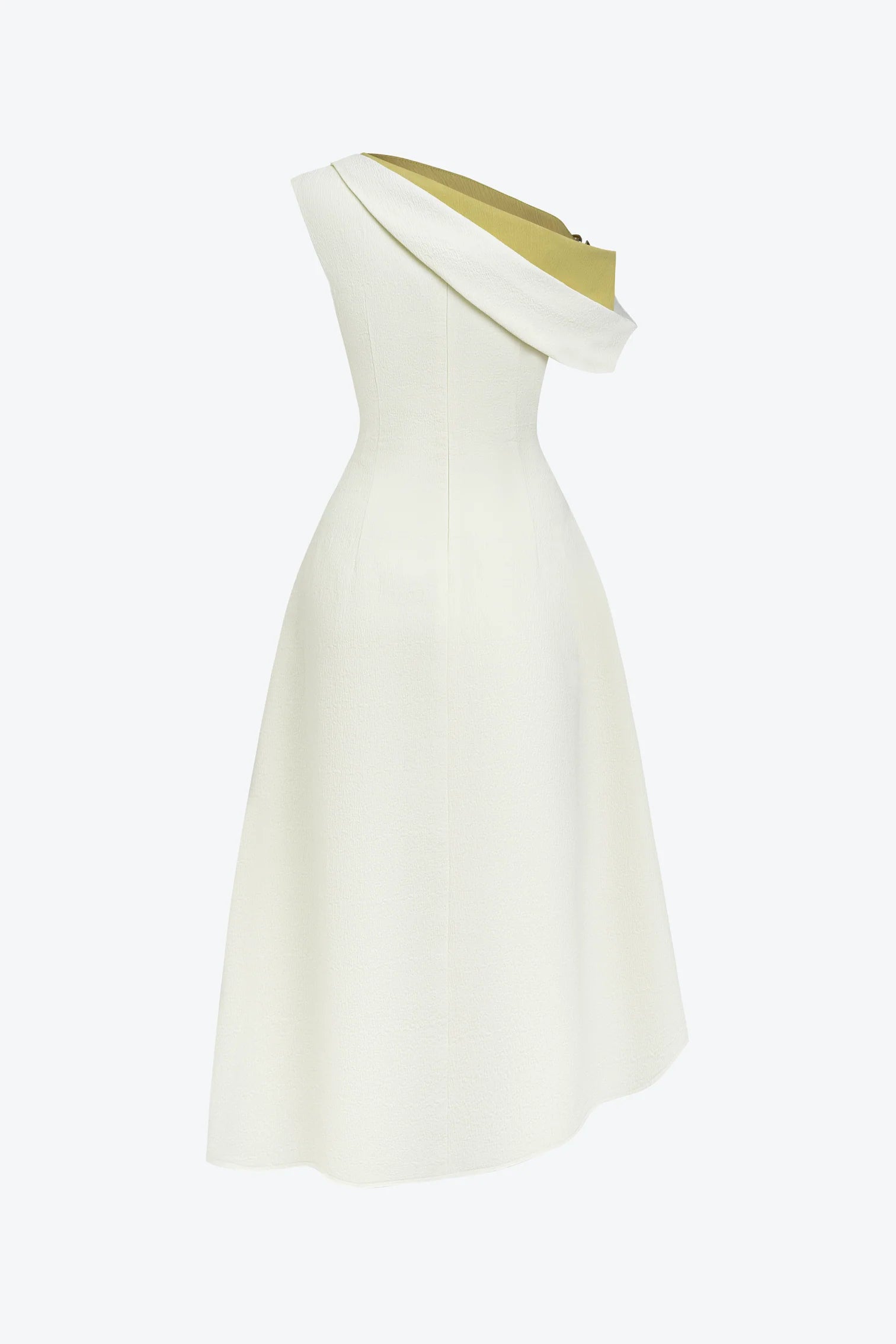 LUCY ONE-SHOULDER A-LINE MIDI WHITE DRESS