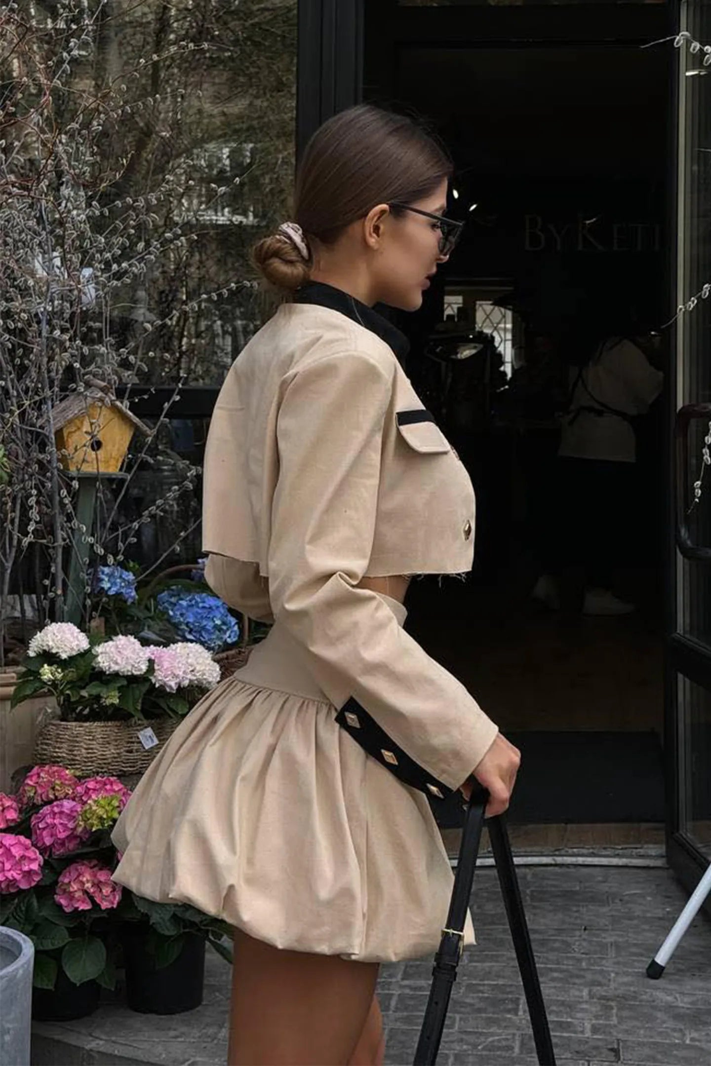 MADELINE CROPPED JACKET & BUBBLE SKIRT SET, COCKTAIL