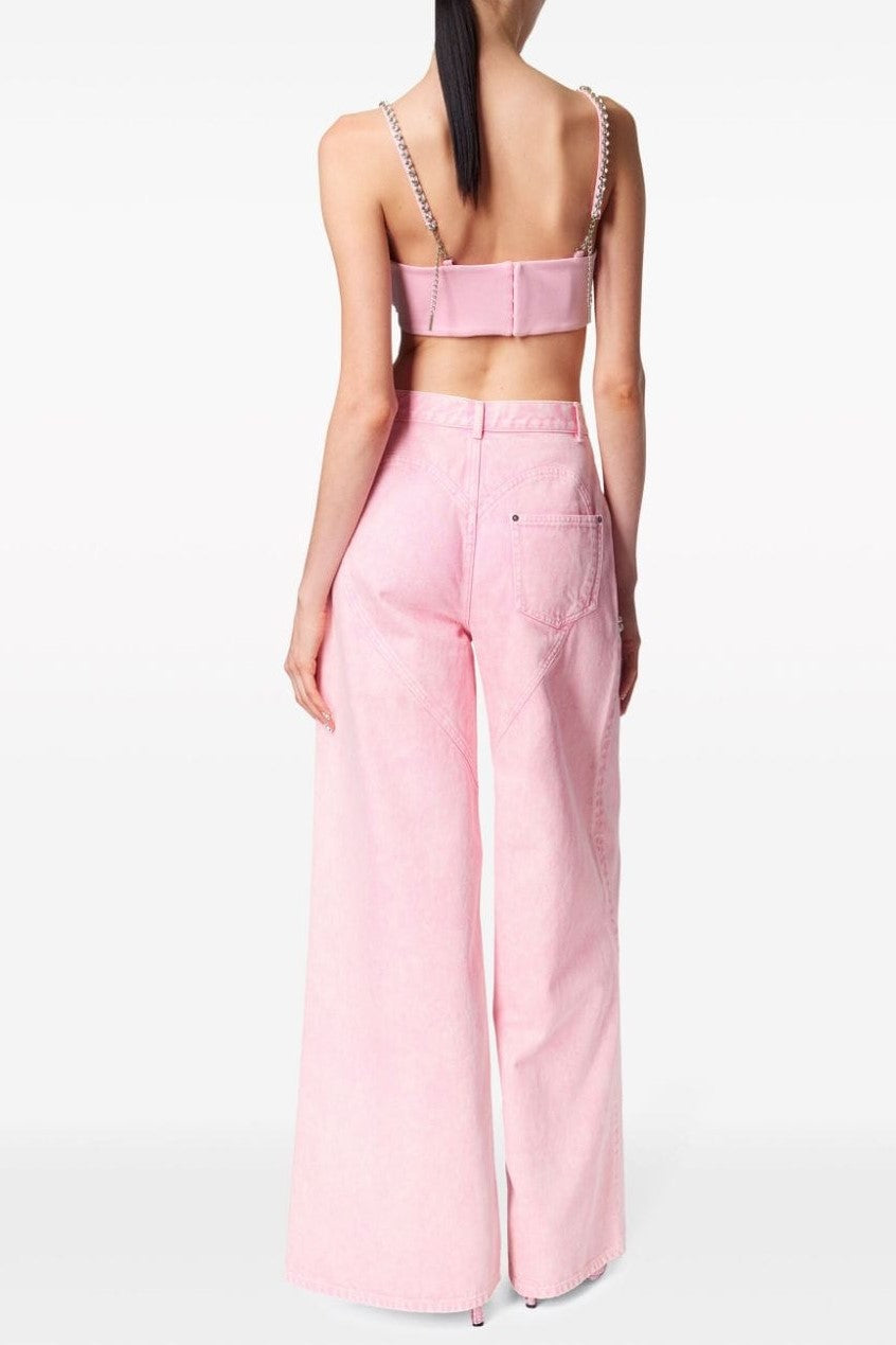 RHINESTONE CUTOUT JEANS - PINK PARTY NIGHT