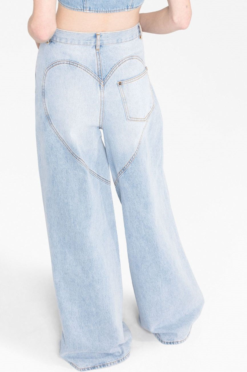 RHINESTONE CUTOUT JEANS BLUE PARTY GOING-OUT STYLE