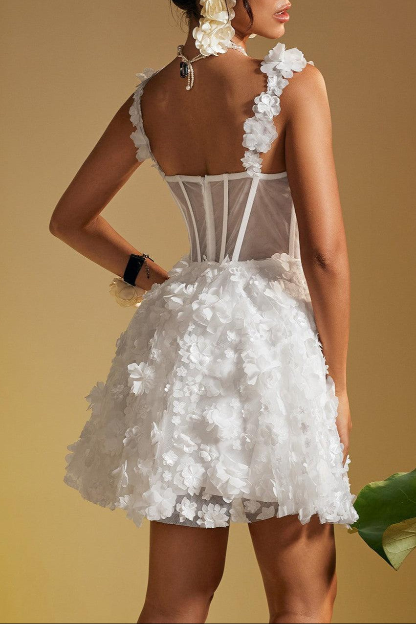 MAGNI FLOWER MINI DRESS FOR COCKTAIL PARTY