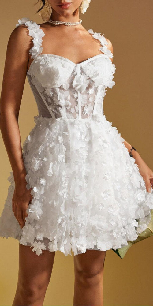 Magni Spaghetti Flower Mini Dress
