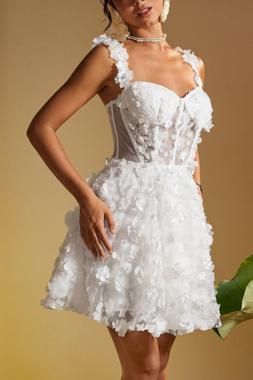 MAGNI FLOWER MINI DRESS FOR COCKTAIL PARTY