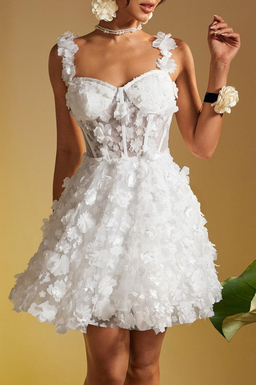 MAGNI FLOWER MINI DRESS FOR COCKTAIL PARTY