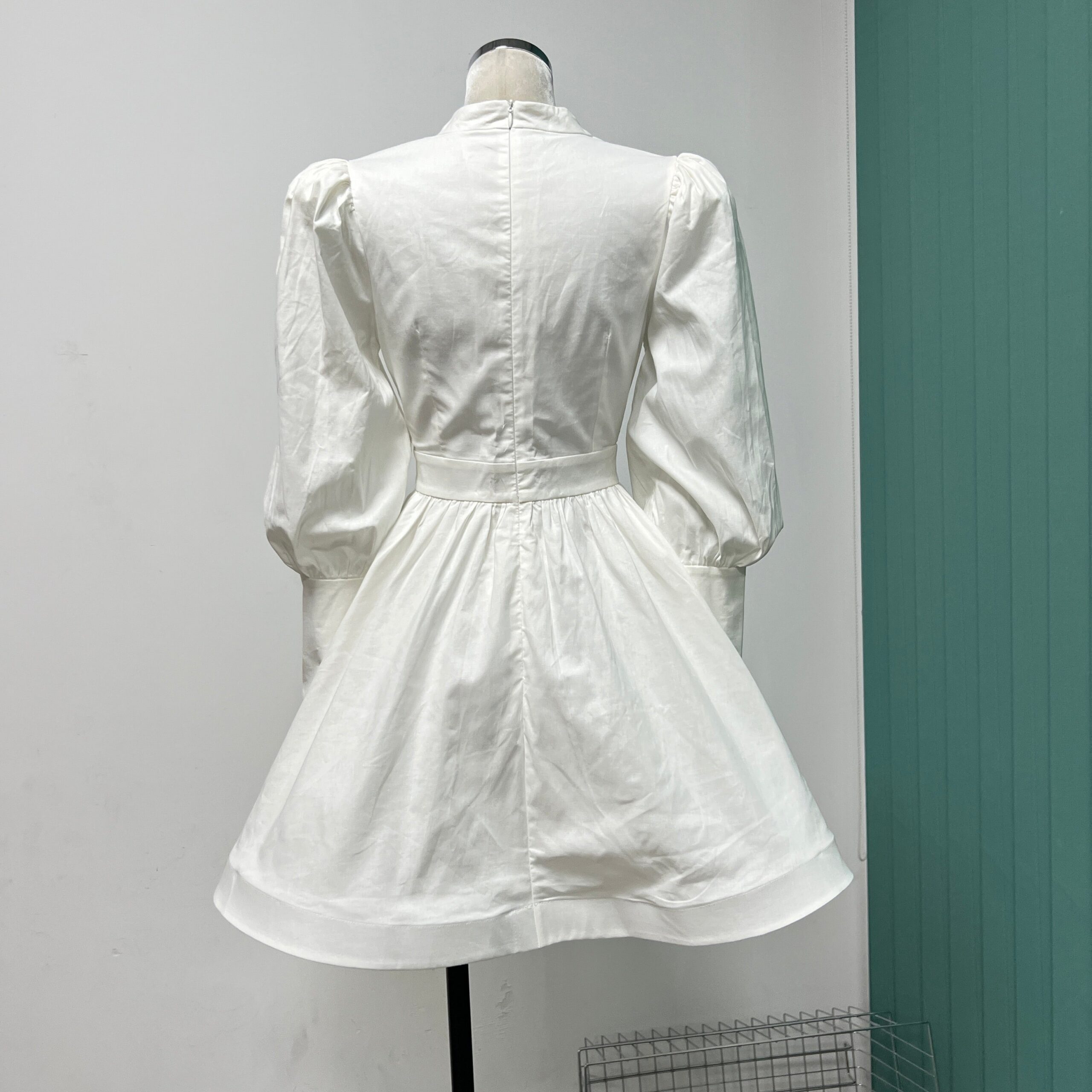 HALTER PUFF SLEEVE FRINGE MINI DRESS