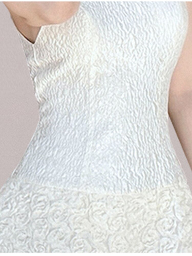 SUMMER SLEEVELESS RUFFLE MINI JACQUARD DRESS