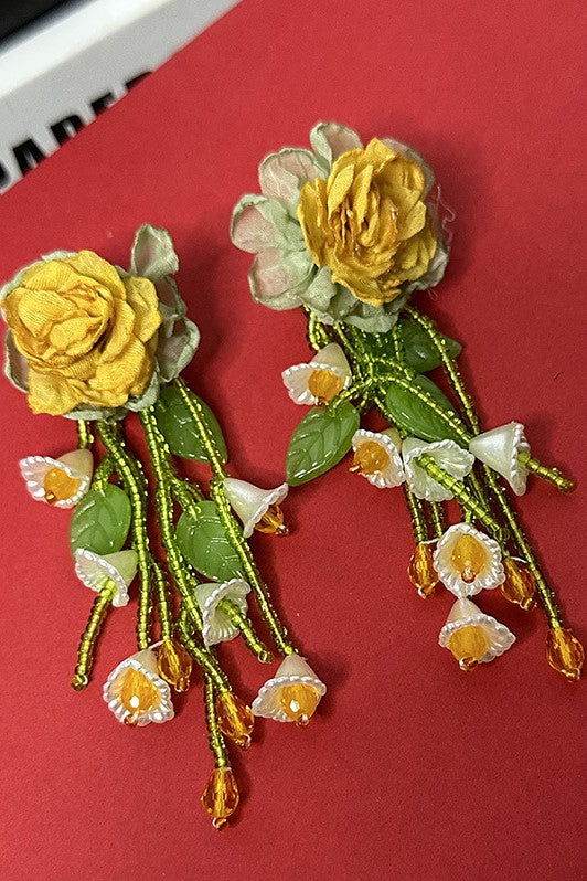 MAKAYLA FLORAL BEAD EARRINGS FOR WEDDING PARTY