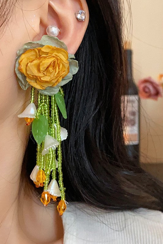 MAKAYLA FLORAL BEAD EARRINGS FOR WEDDING PARTY