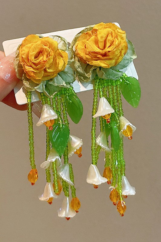 MAKAYLA FLORAL BEAD EARRINGS FOR WEDDING PARTY
