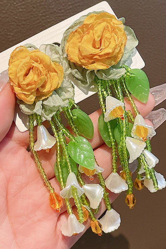 MAKAYLA FLORAL BEAD EARRINGS FOR WEDDING PARTY