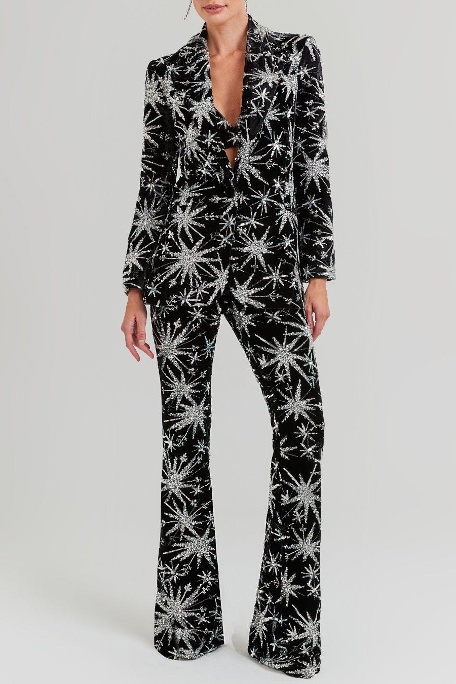 MARIGO STAR GLITTER BLAZER SET – PARTY EMBROIDERED TWO-PIECE