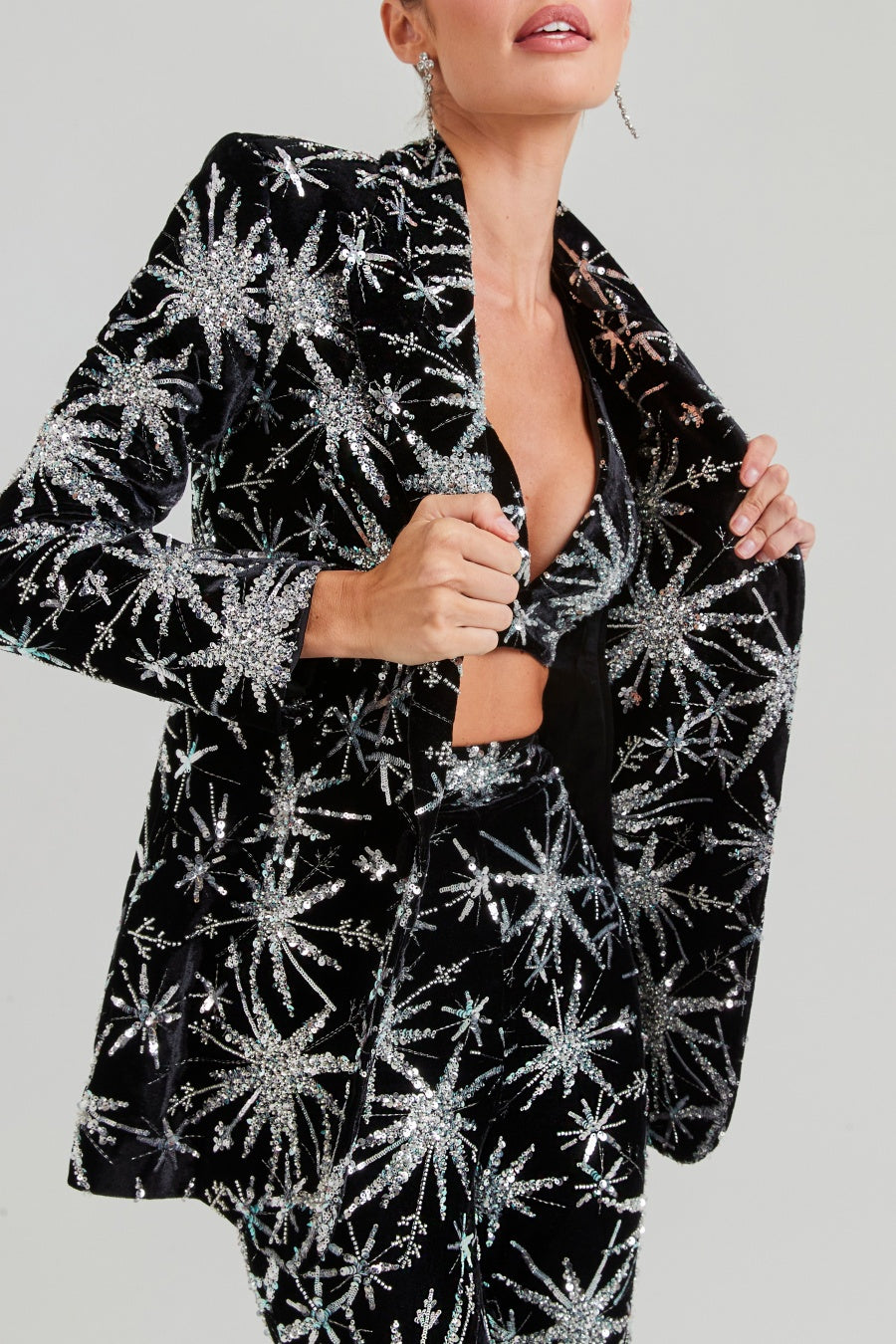 MARIGO STAR GLITTER BLAZER SET – PARTY EMBROIDERED TWO-PIECE