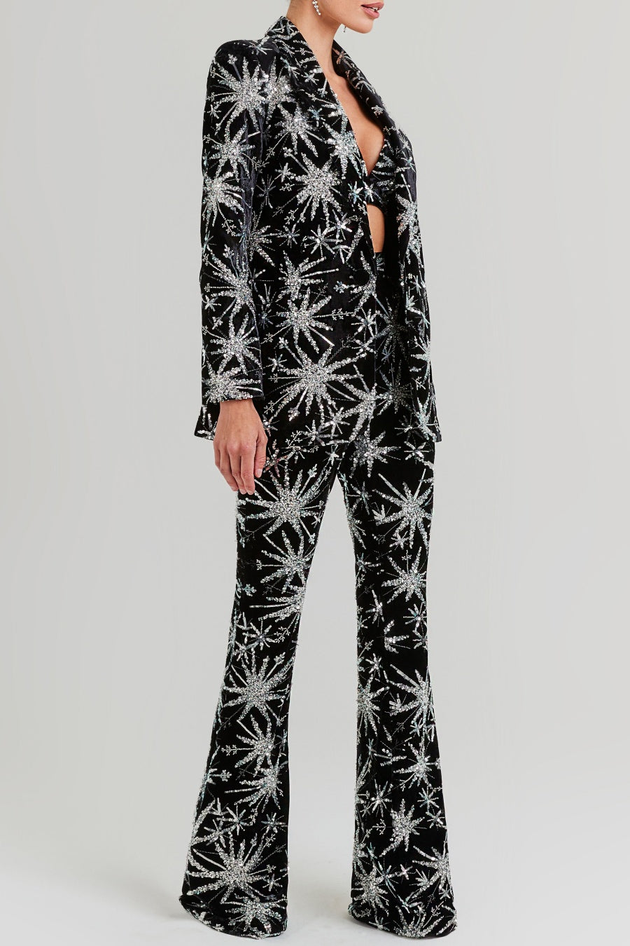 MARIGO STAR GLITTER BLAZER SET – PARTY EMBROIDERED TWO-PIECE