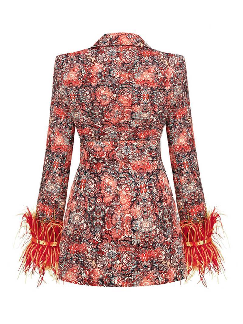 LONG SLEEVE FLORAL BLAZER DRESS FOR WEDDING GUEST
