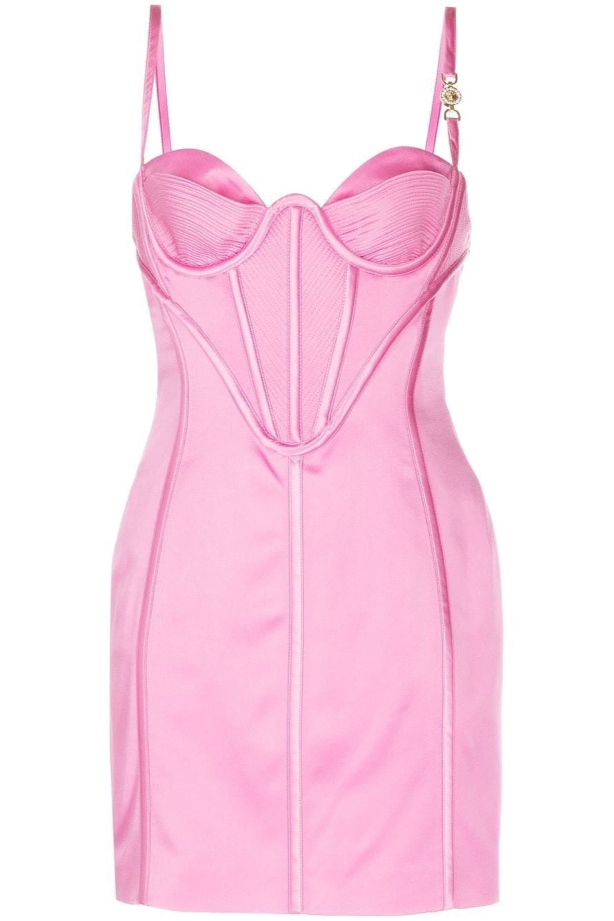 SATIN MINI DRESS, PINK, ACETATE-BLEND FOR COCKTAIL PARTY