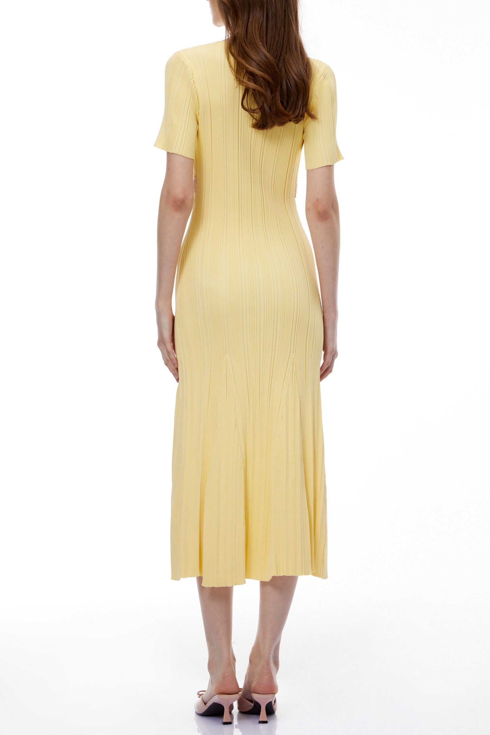 APPHIA YELLOW LACE KNIT MIDI DRESS