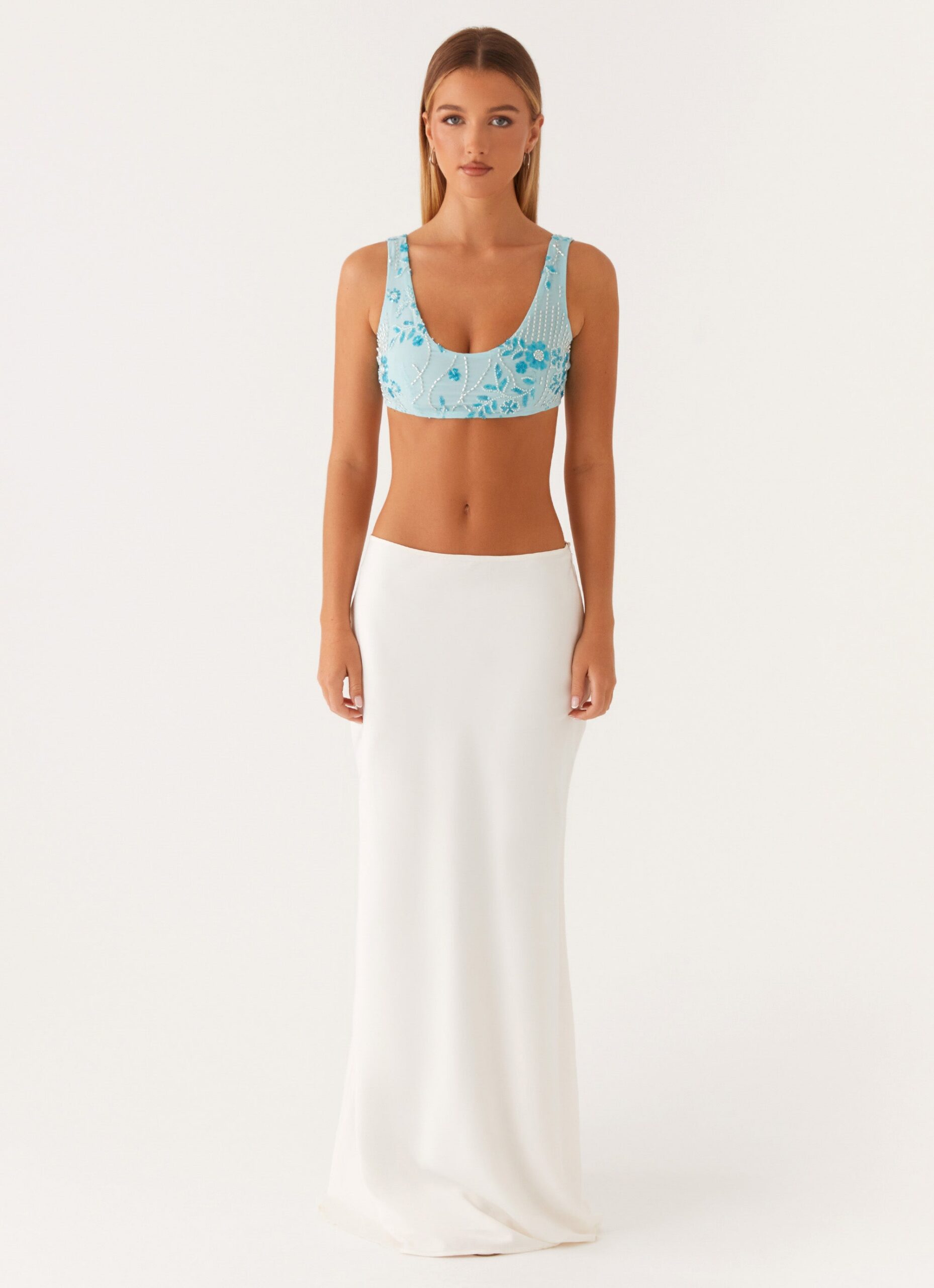 MERCER SEQUIN BRALETTE BLUE PARTY TOP