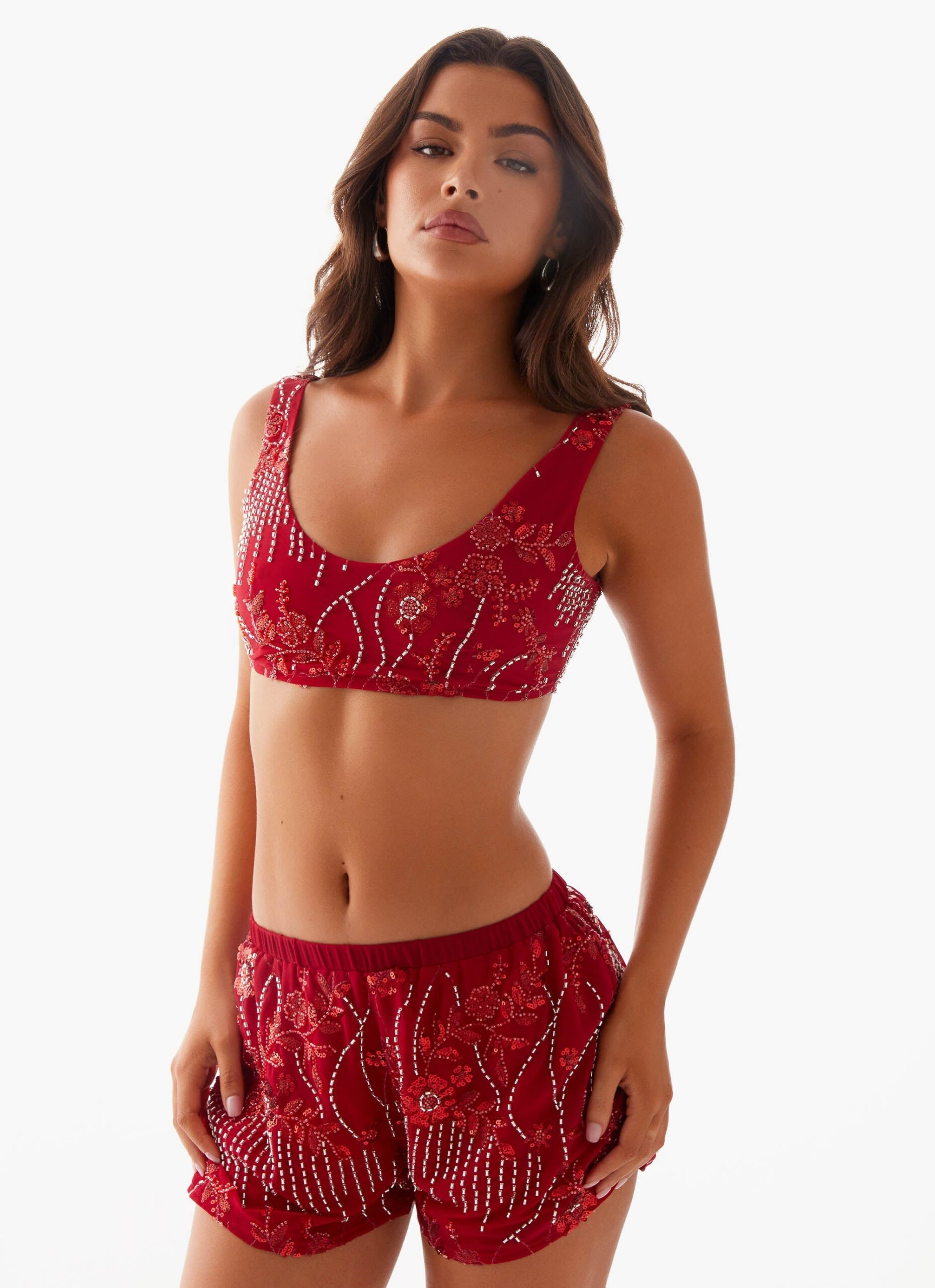MERCER SEQUIN BRALETTE - RED, PARTY NIGHT TOP
