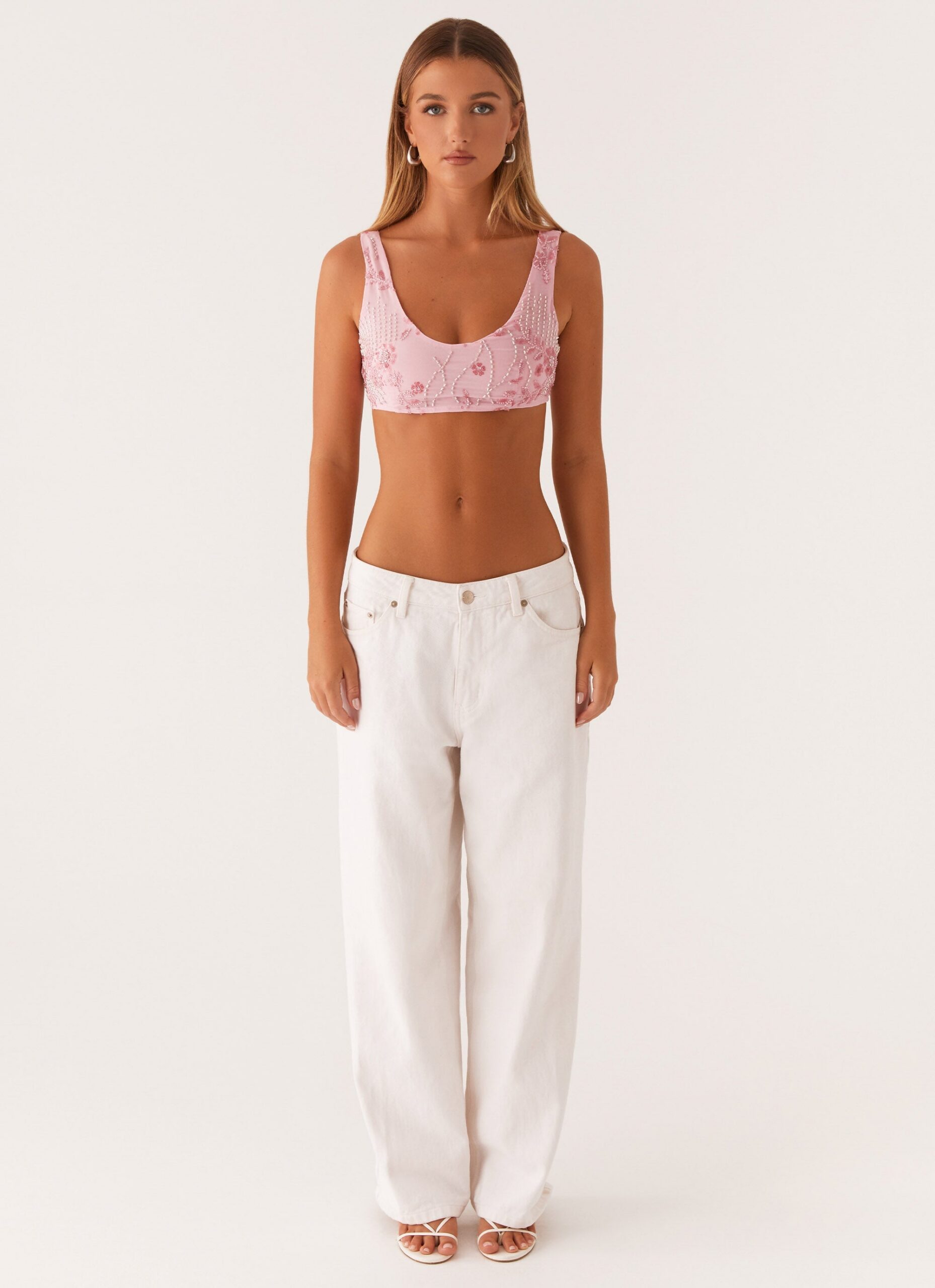 MERCER SEQUIN BRALETTE PINK PARTY TOP