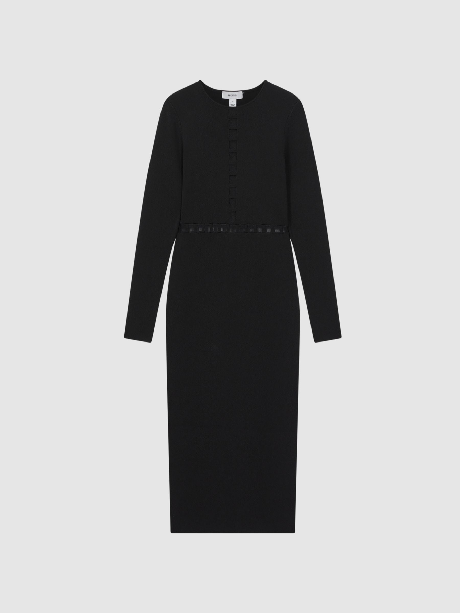 MESH DETAIL MIDI DRESS BLACK COCKTAIL PARTY