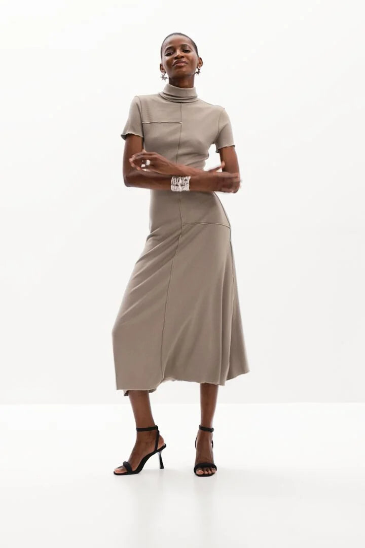 LACE HIGH NECK MIDI DRESS FOR WEDDING