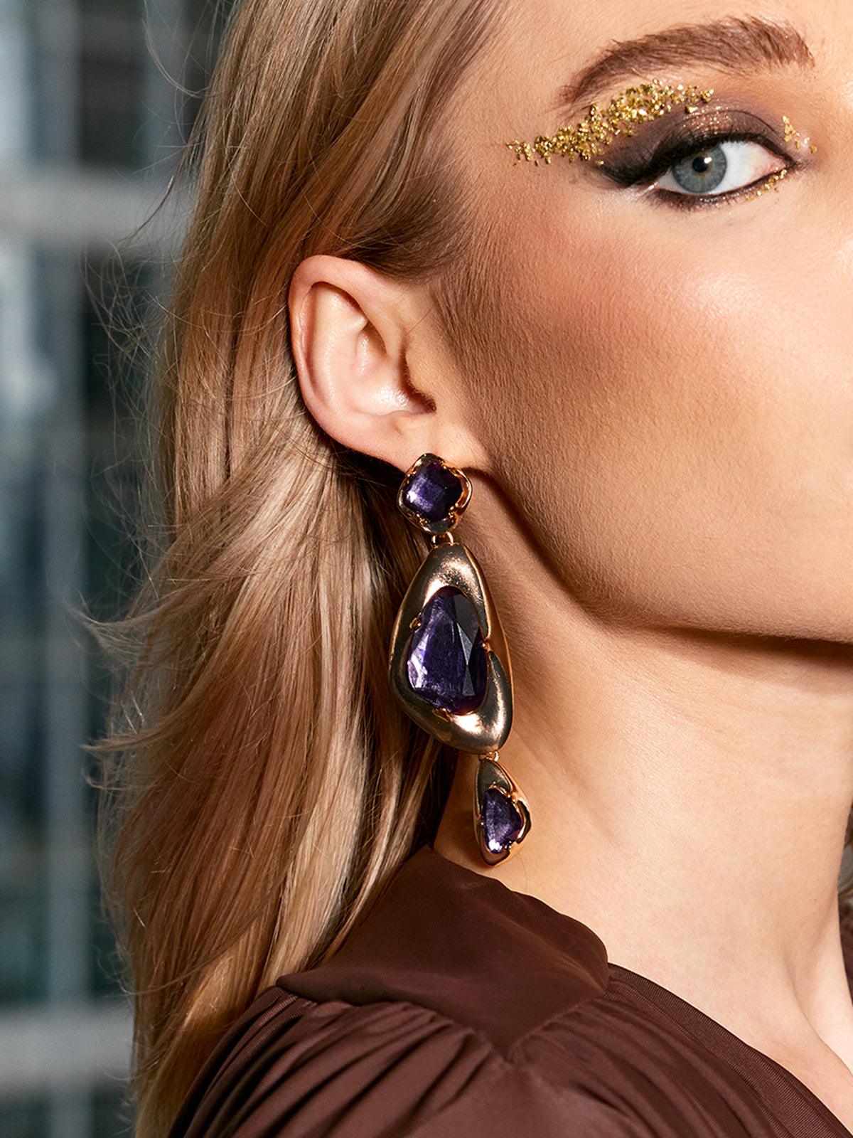 GEOMETRIC RHINESTONE EARRINGS FOR PARTY