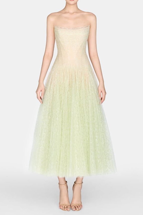 MINT DRAPED LACE MIDI DRESS FOR WEDDING