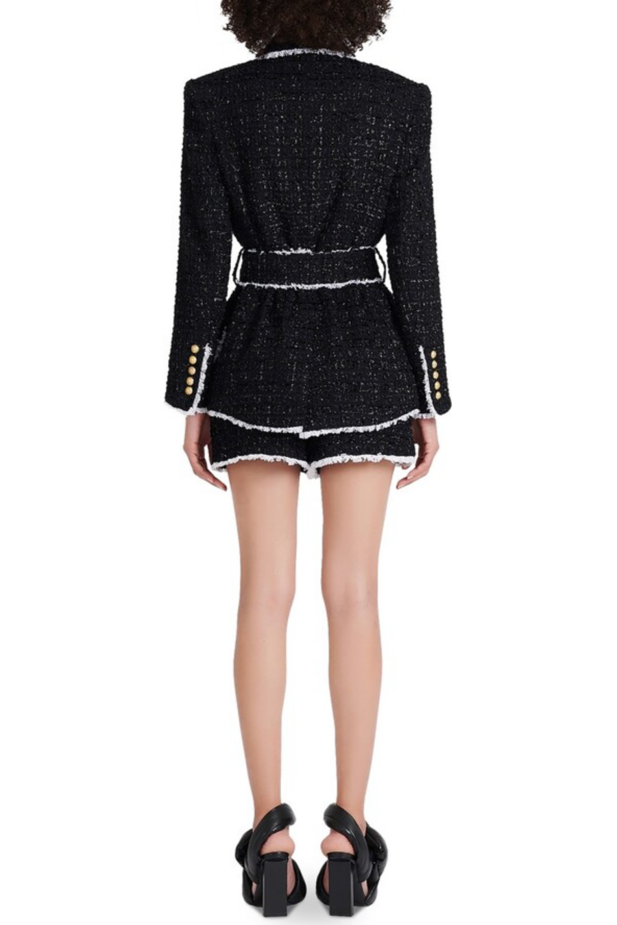 MISHKA TWEED BLAZER JACKET - BLACK