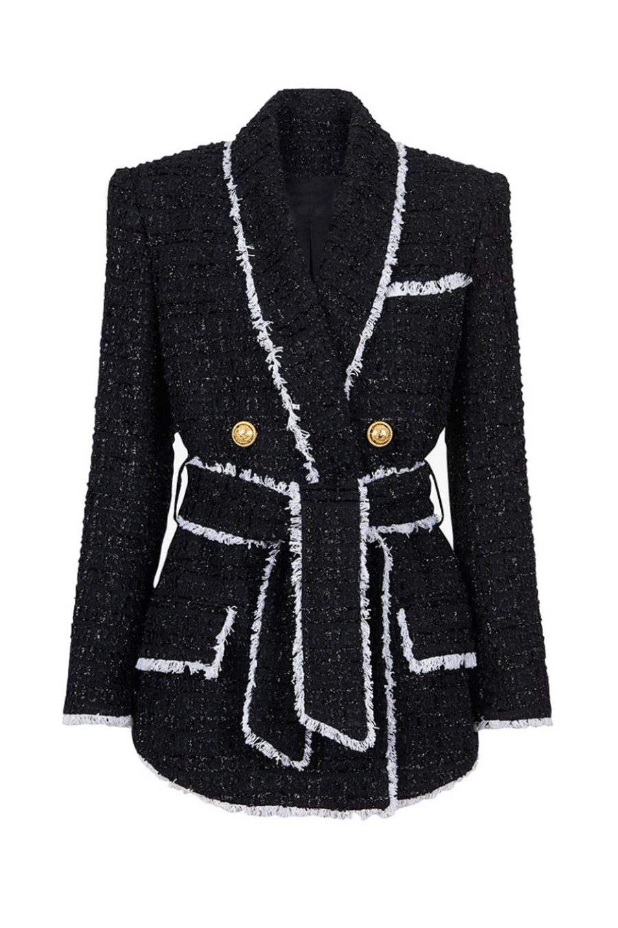 MISHKA TWEED BLAZER JACKET - BLACK