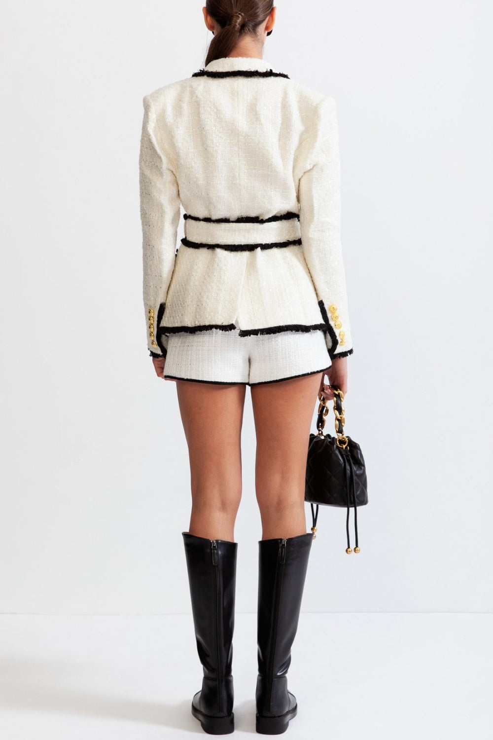 MISHKA TWEED BLAZER - WHITE, FORMAL JACKET