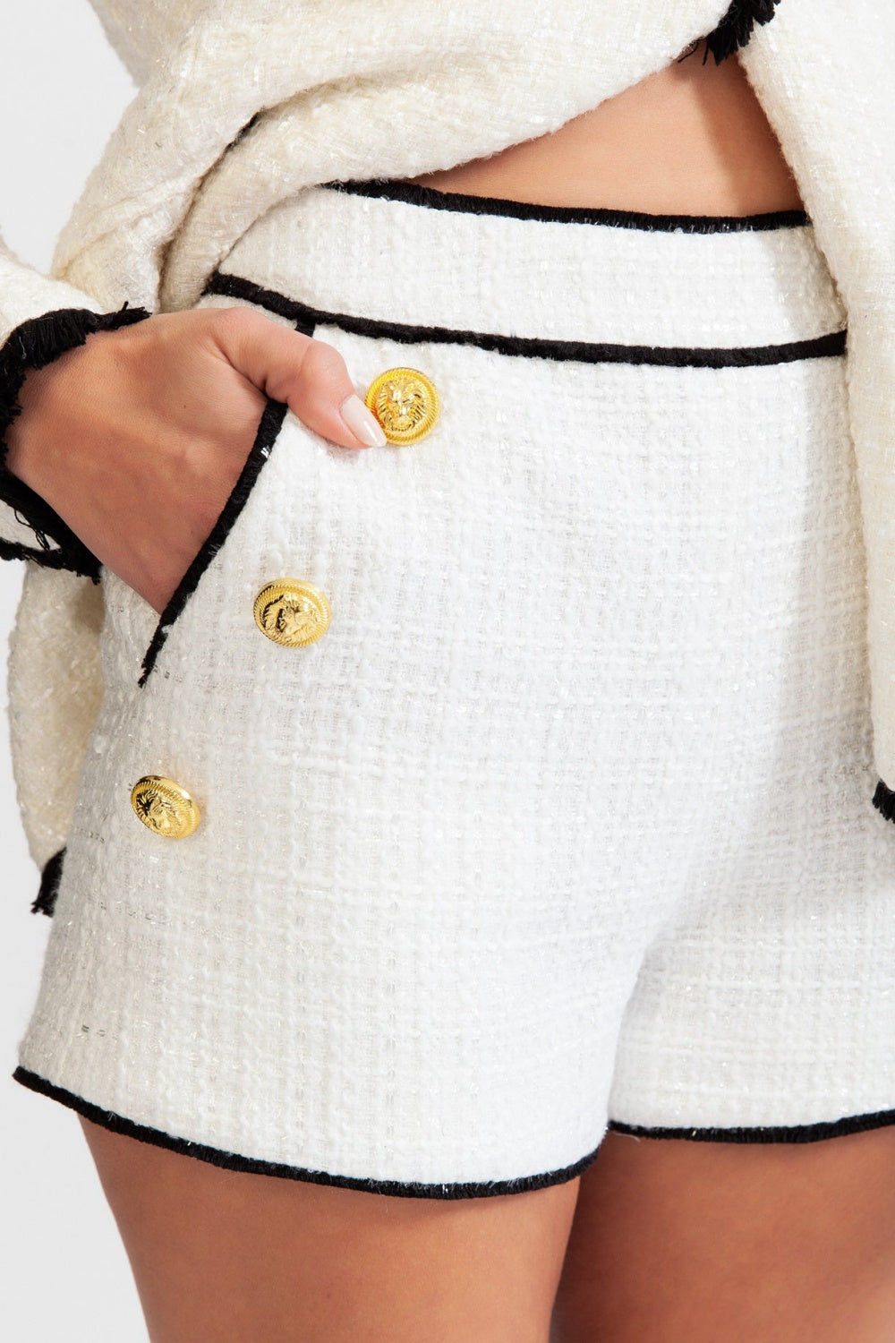 MISHKA TWEED BLAZER - WHITE, FORMAL JACKET