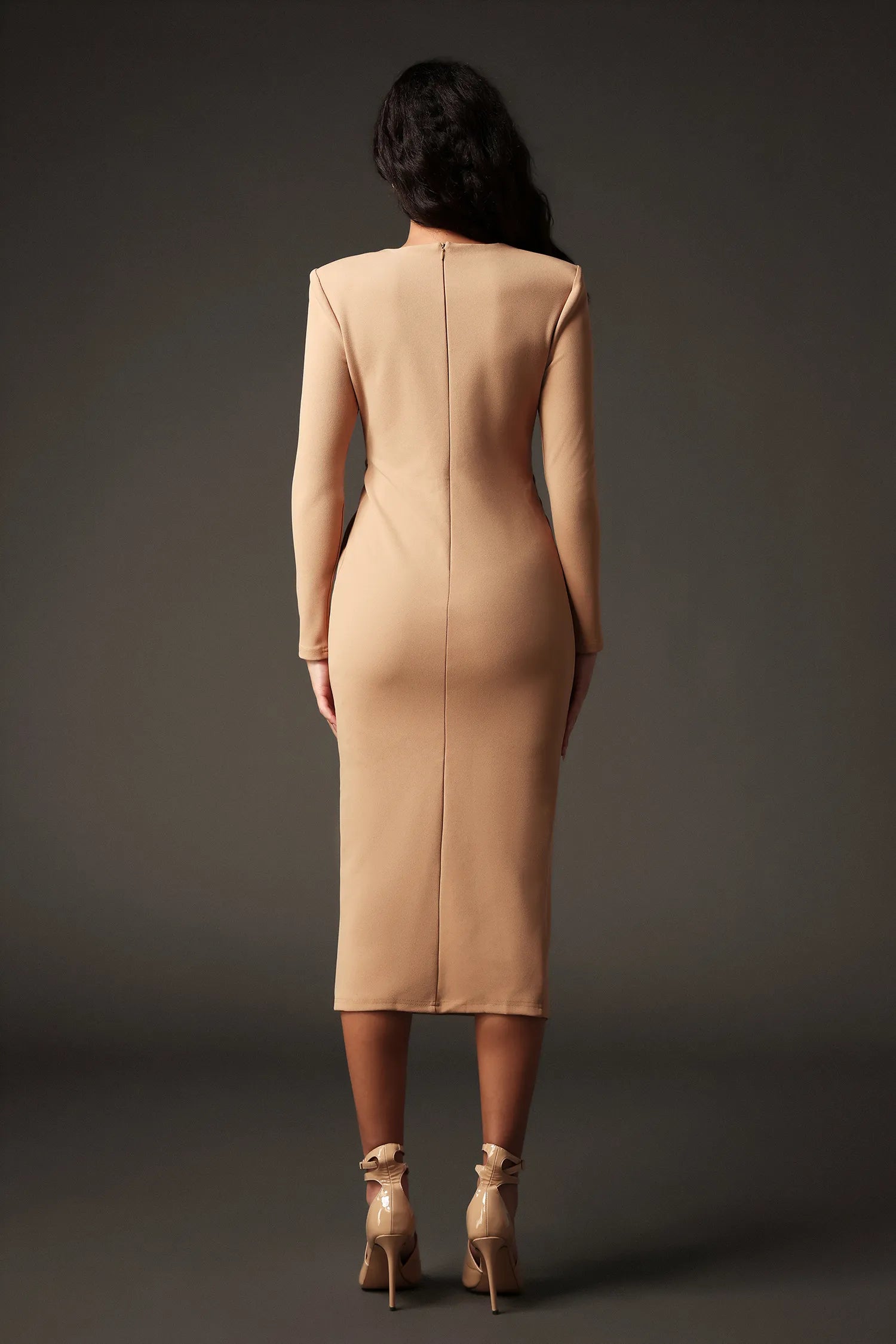 MISTRSA LONG SLEEVE SLIT MAXI DRESS FOR EVENING