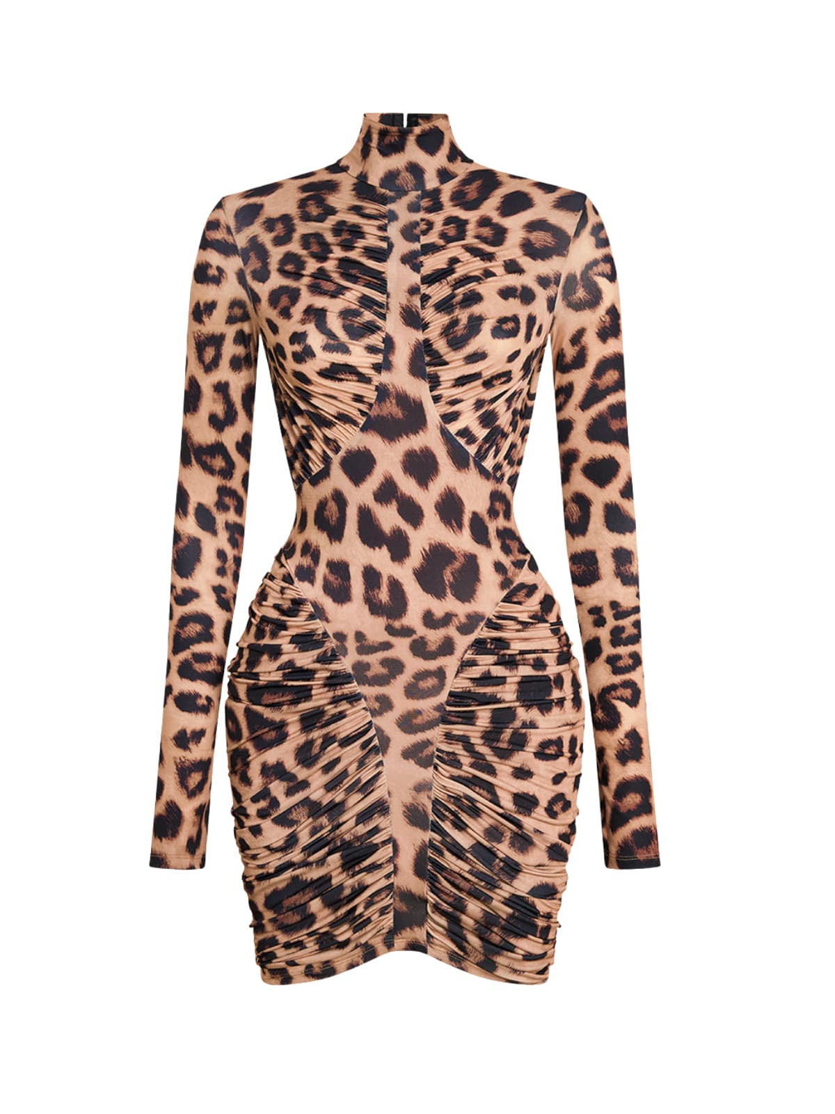 MixotrophBacklessRuchedMiniDressInLeopard_5 SABRINA LEOPARD BACKLESS BODYCON MINI DRESS