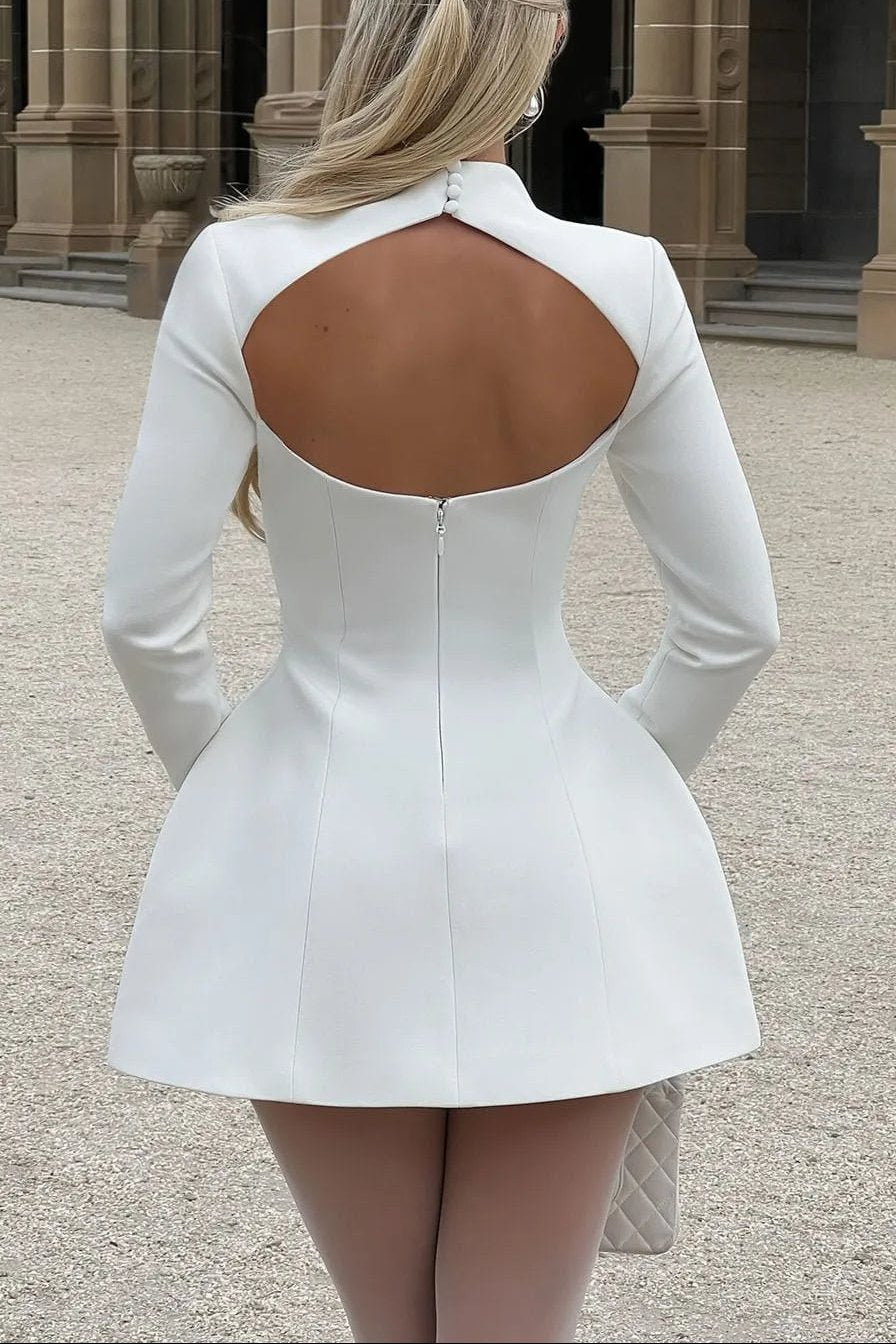 MOLLY OPEN BACK LONG SLEEVE MINI DRESS FOR PARTY