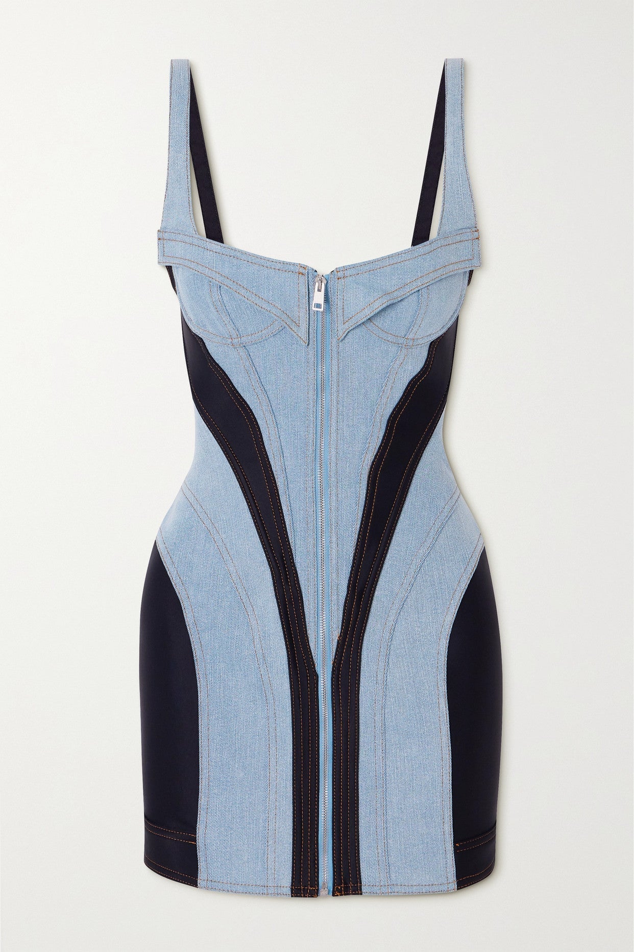 MORGAN PANELED DENIM MINI DRESS FOR NIGHT OUT