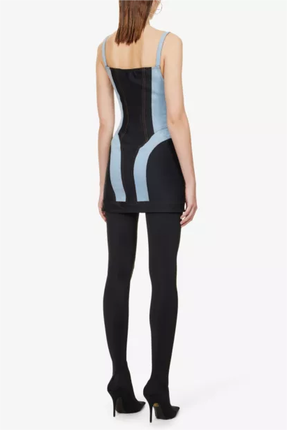MORGAN PANELED DENIM MINI DRESS FOR NIGHT OUT
