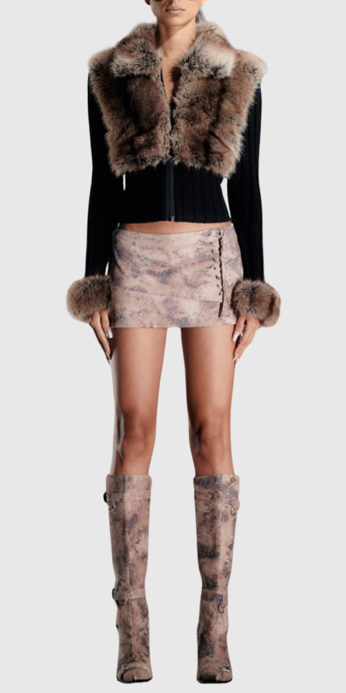 geraldine Faux Fur Knit Coat