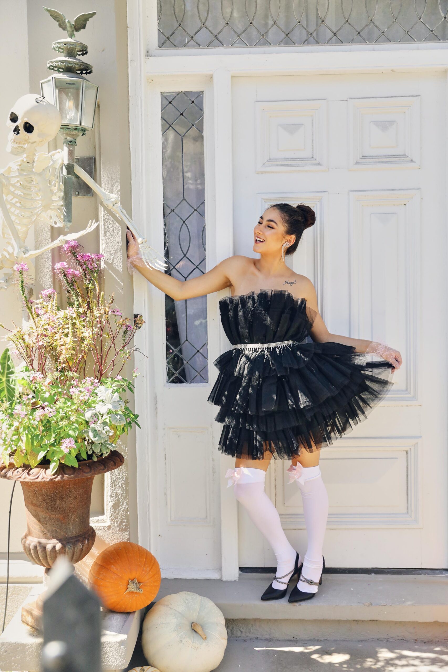 FLOSSIE BLACK TULLE MINI DRESS FOR PARTY
