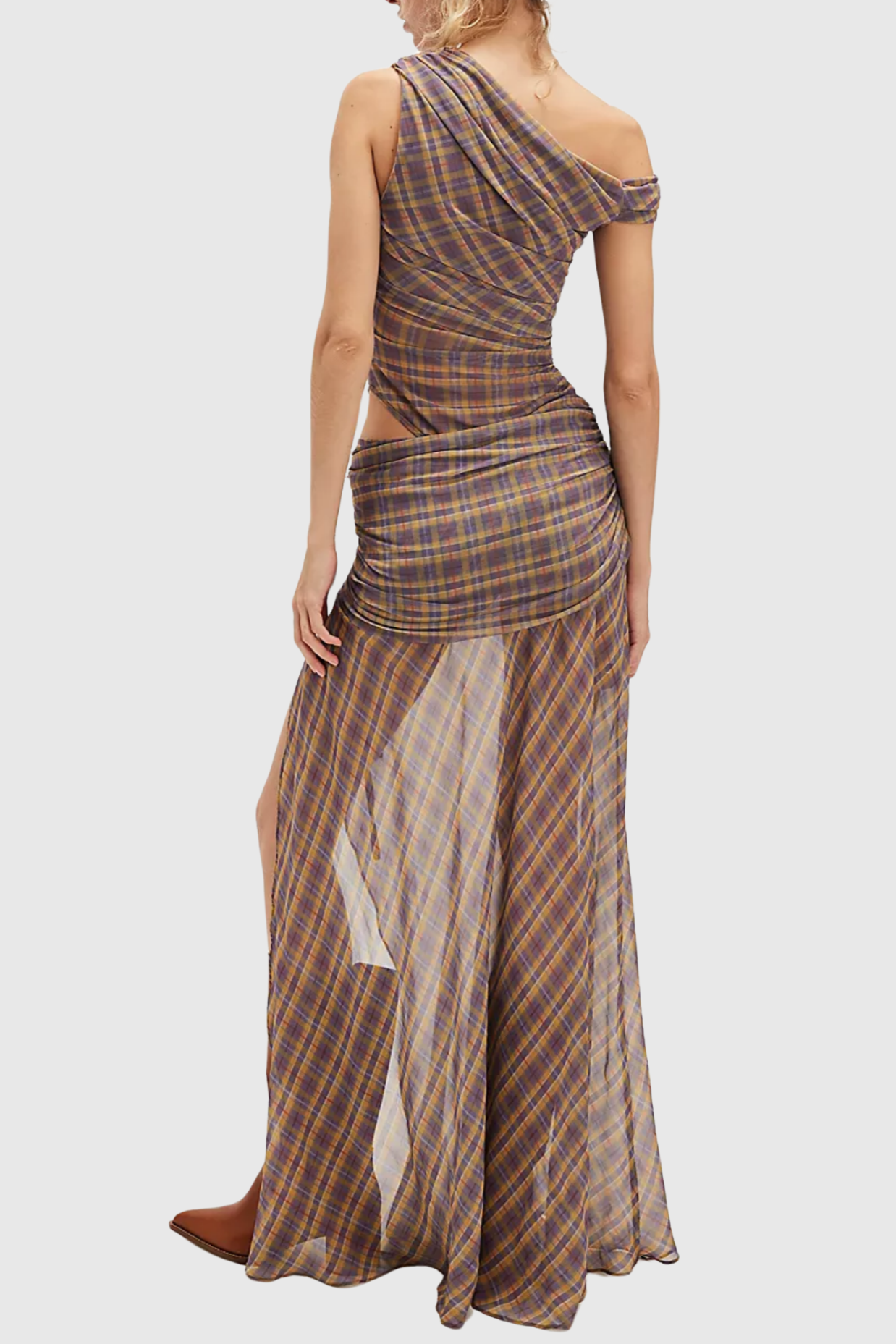 ONE SHOULDER RUCHED MAXI DRESS FOR EVENTS