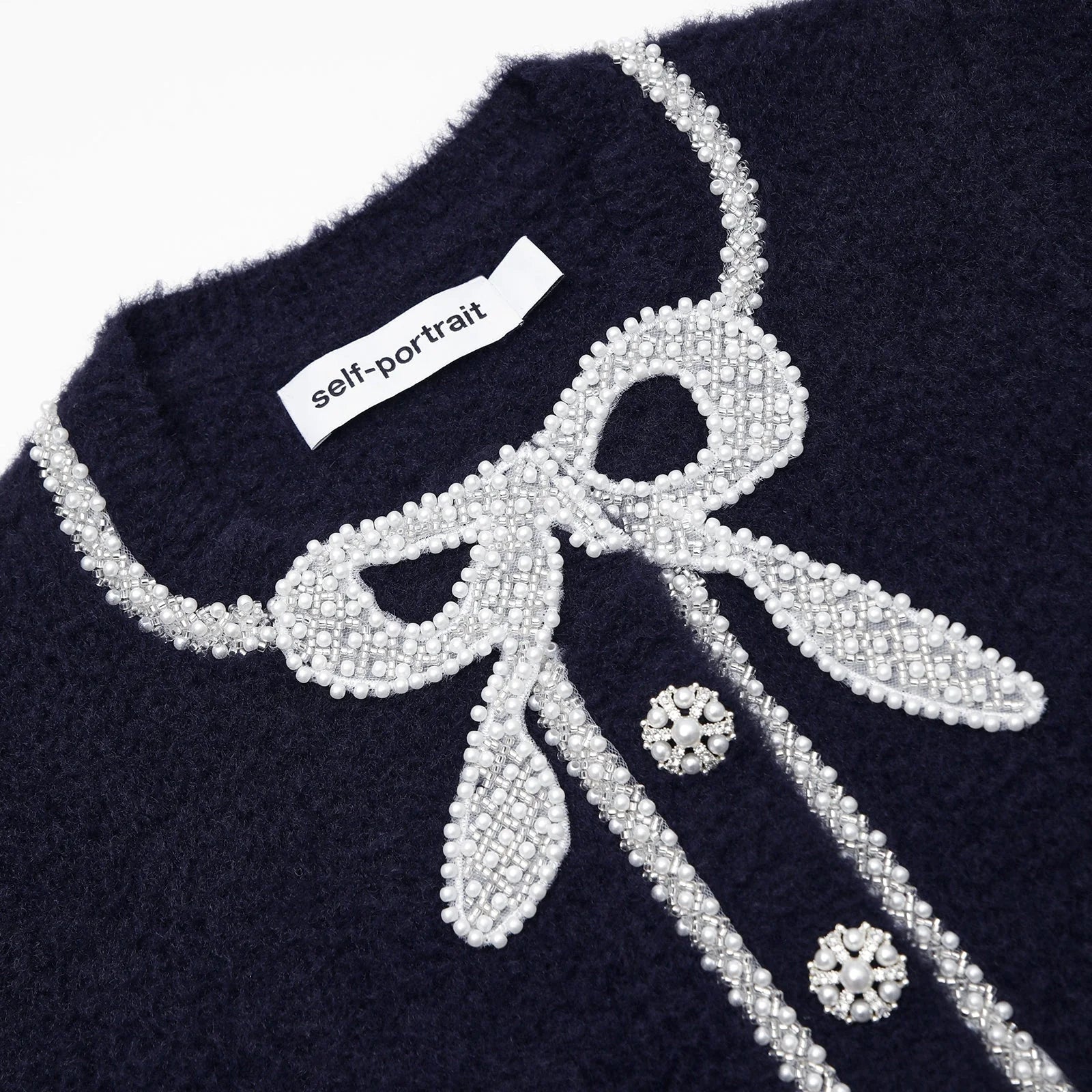 NAVY BOW CARDIGAN SOFT KNIT, CASUAL ELEGANCE