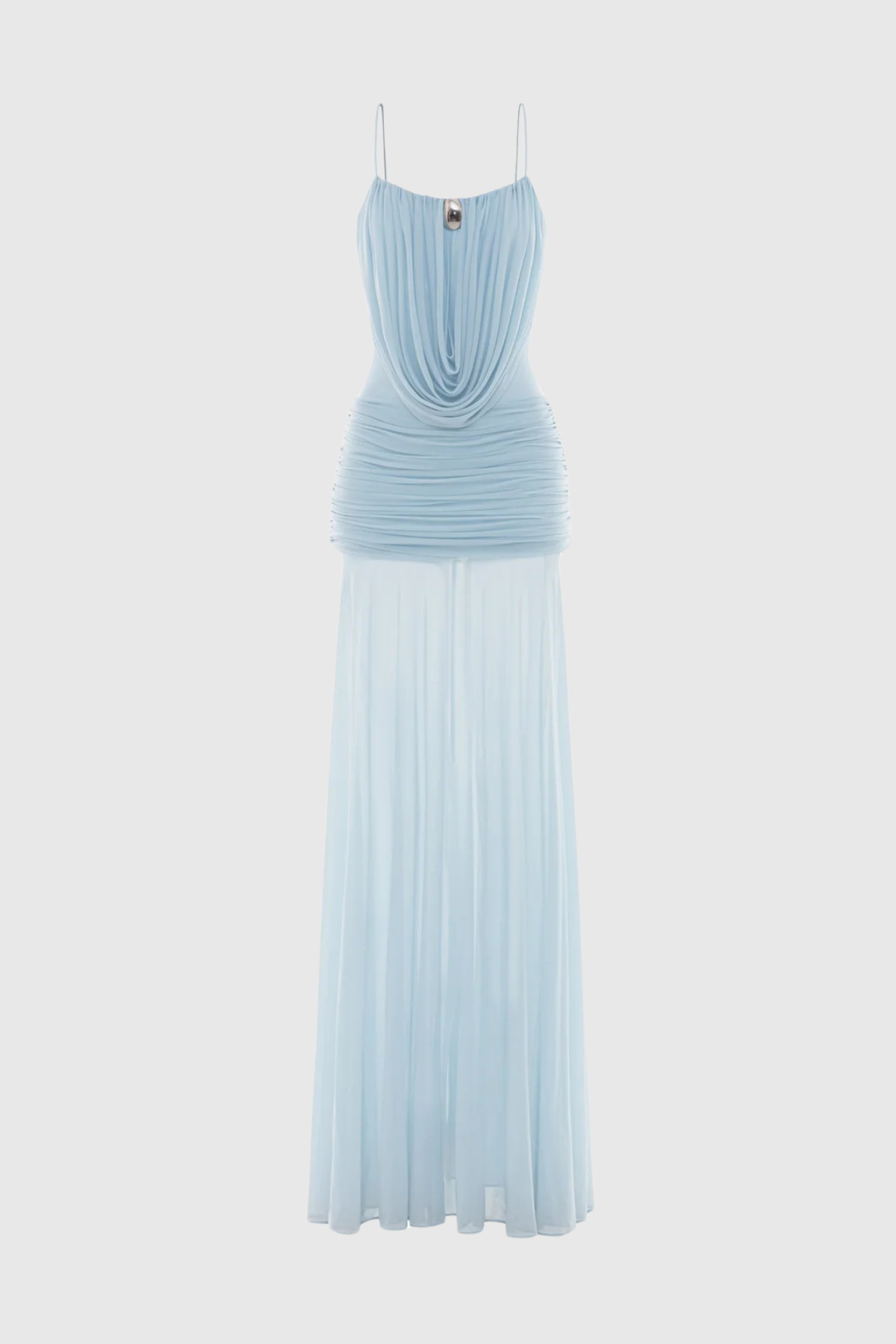 NERAOS DRAPED RUCHED MAXI DRESS BLUE