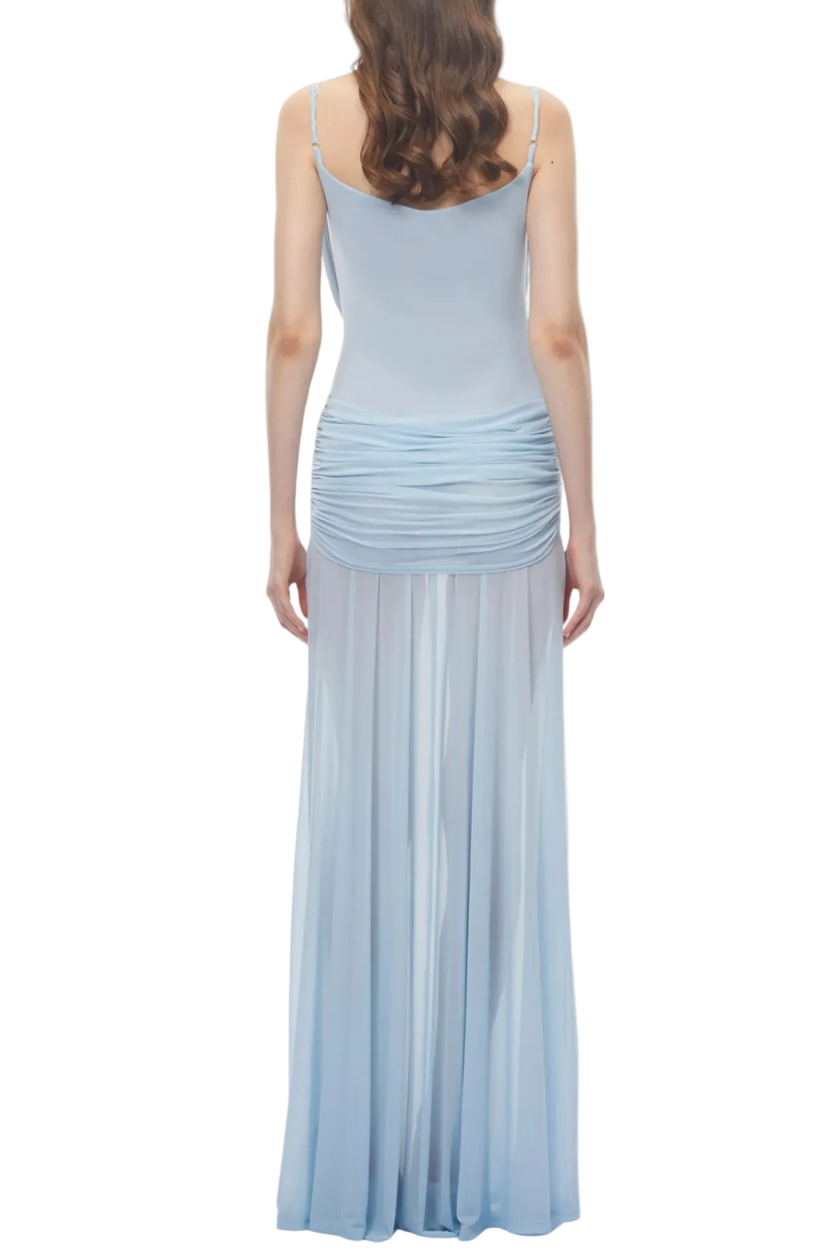 NERAOS DRAPED RUCHED MAXI DRESS BLUE