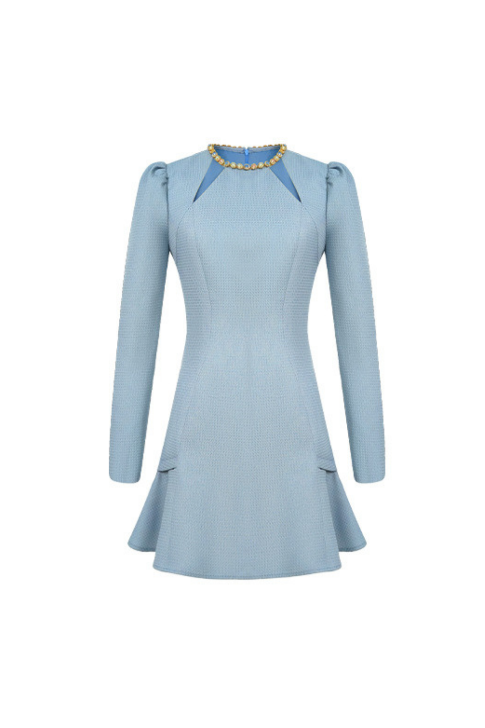 SYLVIA RHINESTONE CUTOUT MINI DRESS BLUE