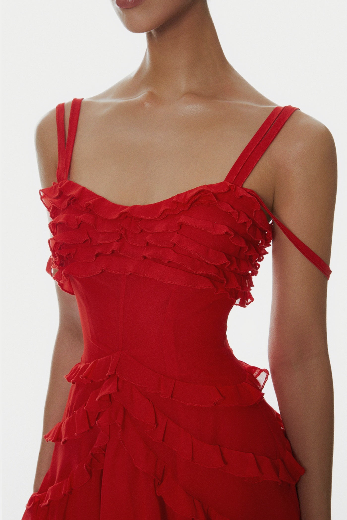 NIRVA OFF-SHOULDER RUFFLE MINI PARTY DRESS