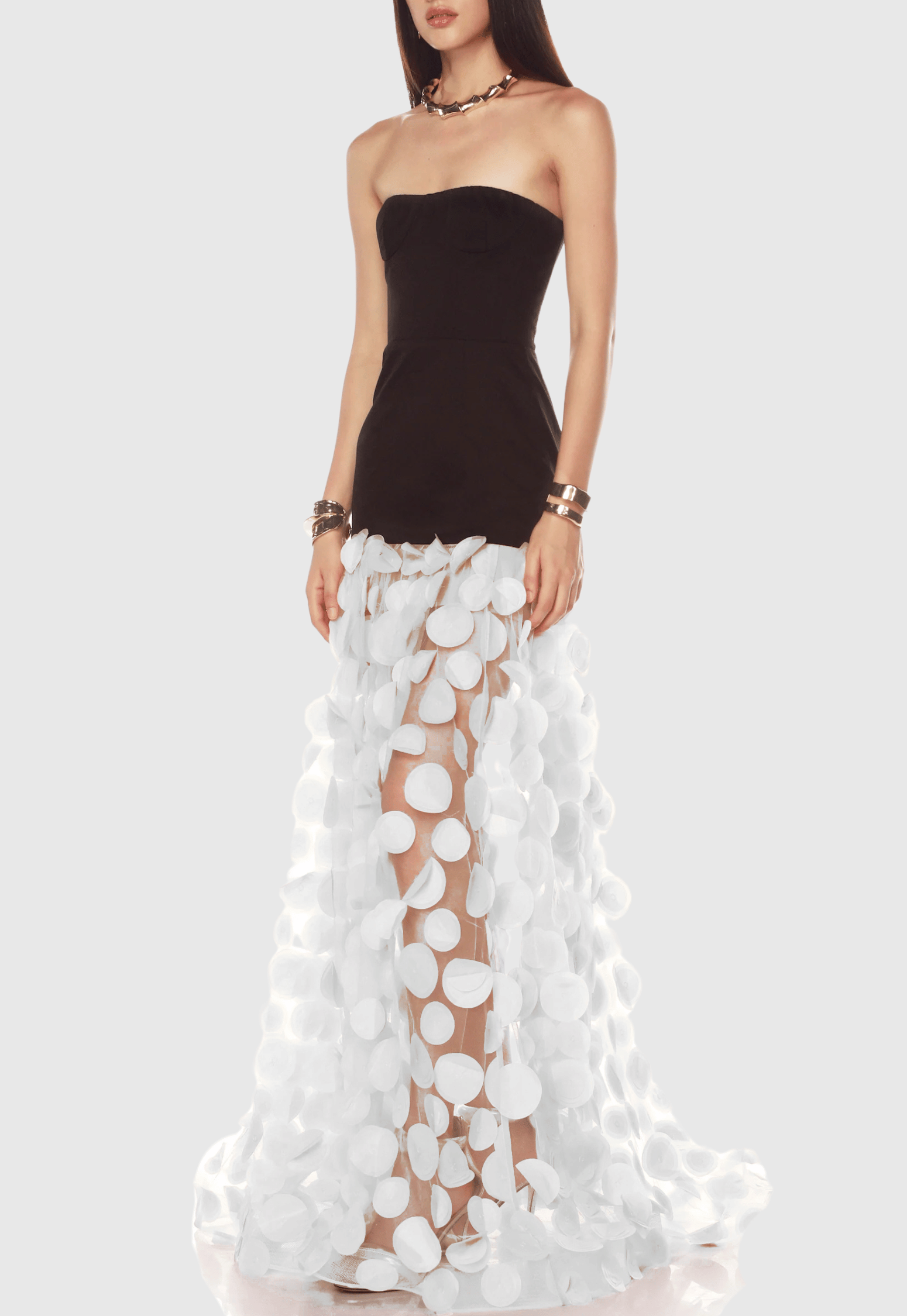 NodinStraplessDotMeshMaxiDress-White_2 NODIN STRAPLESS DOT MESH MAXI DRESS WHITE