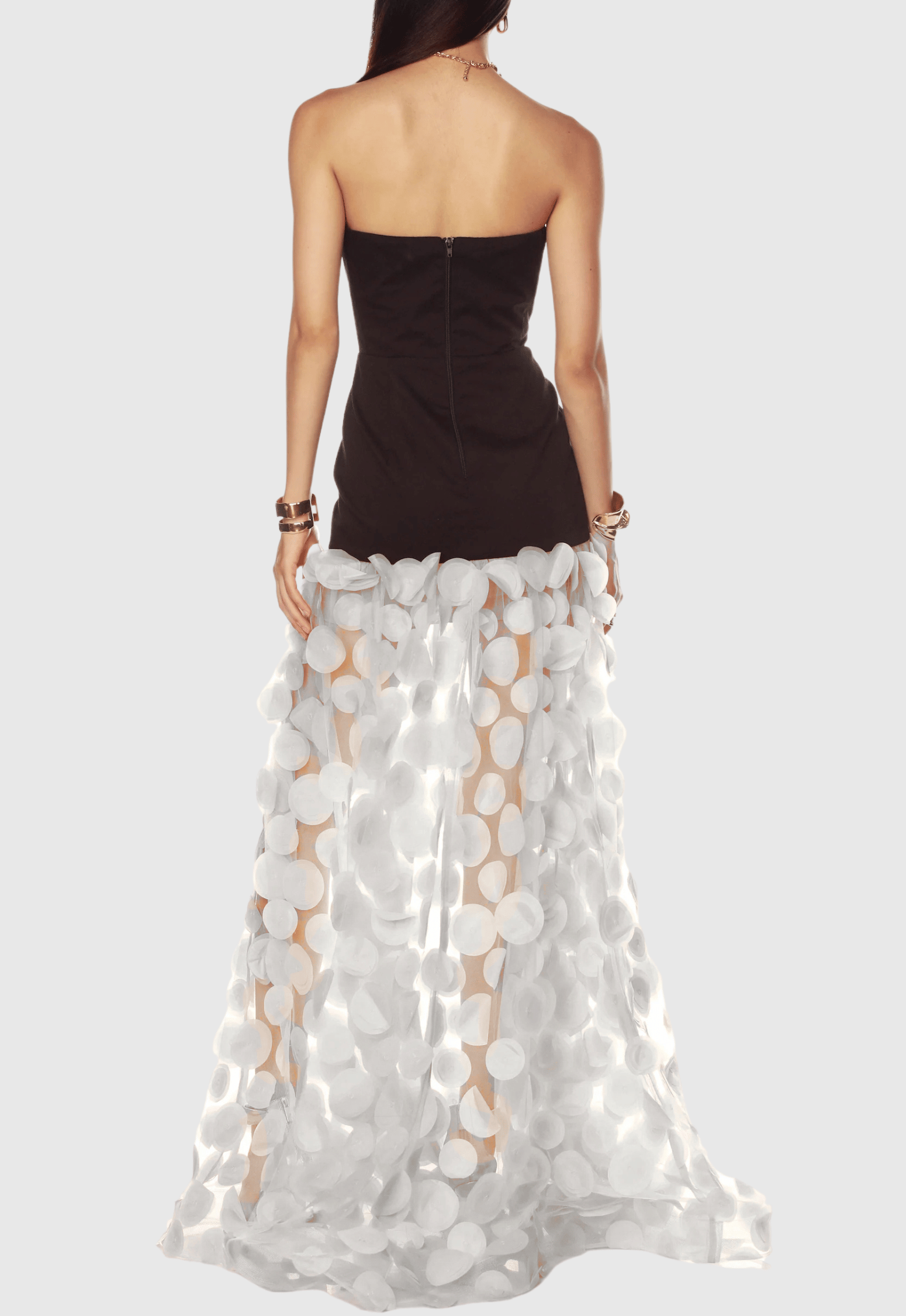 NodinStraplessDotMeshMaxiDress-White_3 NODIN STRAPLESS DOT MESH MAXI DRESS WHITE